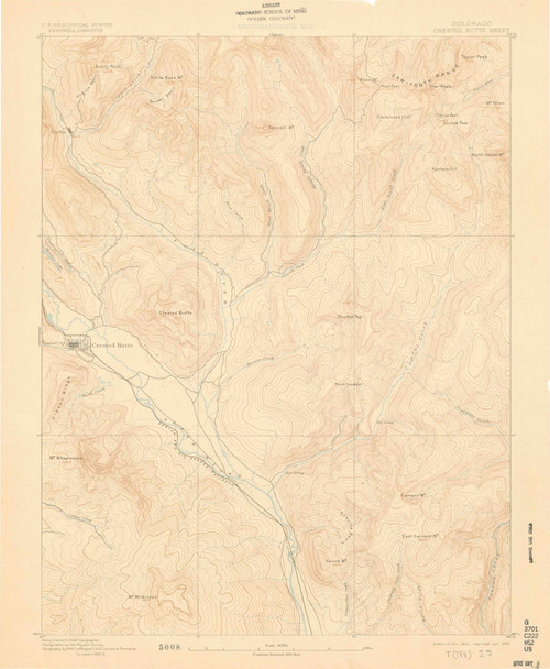 Crested Butte, Colorado 1893 (1906) USGS Old Topo Map Reprint 15x15 CO Quad 402286