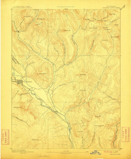 Crested Butte, Colorado 1893 (1912) USGS Old Topo Map Reprint 15x15 CO Quad 232675