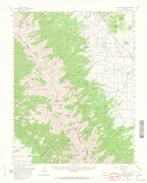 Electric Peak, Colorado 1959 (1965) USGS Old Topo Map Reprint 15x15 CO Quad 402872