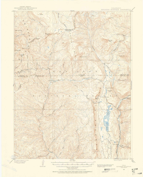 Engineer Mountain, Colorado 1898 (1955) USGS Old Topo Map Reprint 15x15 CO Quad 402892