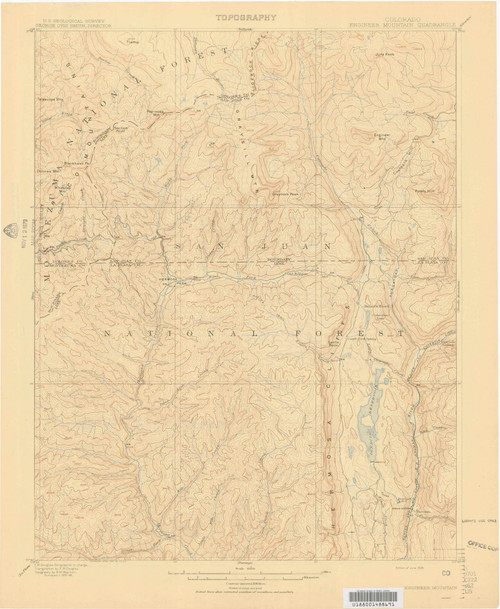 Engineer Mountain, Colorado 1908 (1908) USGS Old Topo Map Reprint 15x15 CO Quad 402895