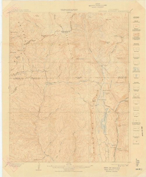Engineer Mountain, Colorado 1908 (1909) USGS Old Topo Map Reprint 15x15 CO Quad 402894