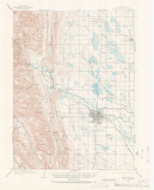 Fort Collins, Colorado 1906 (1969) USGS Old Topo Map Reprint 15x15 CO Quad 402904