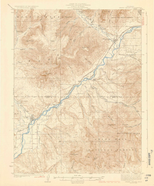 Grand Valley, Colorado 1929 (1929) USGS Old Topo Map Reprint 15x15 CO Quad 402818