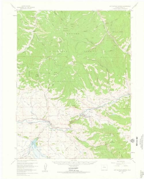 Hot Sulphur Springs, Colorado 1957 (1963) USGS Old Topo Map Reprint 15x15 CO Quad 402836