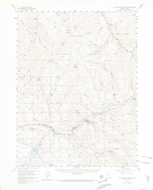 Hot Sulphur Springs, Colorado 1957 (1974) USGS Old Topo Map Reprint 15x15 CO Quad 402835