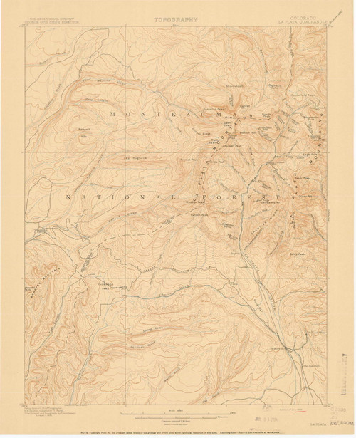 La Plata, Colorado 1908 (1908) USGS Old Topo Map Reprint 15x15 CO Quad 402759