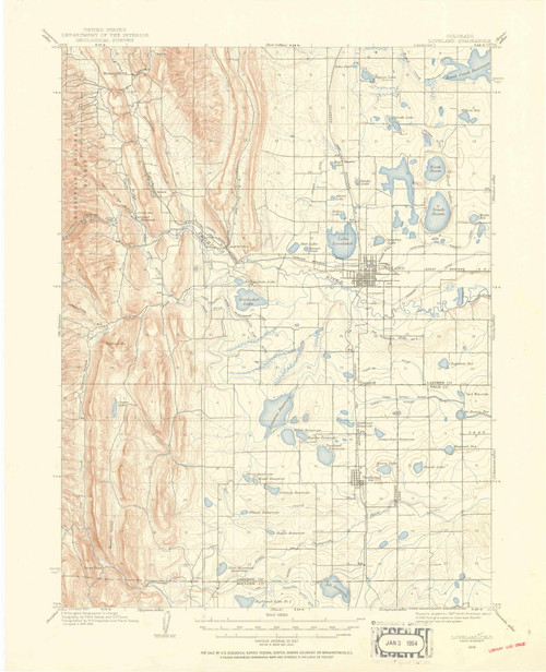 Loveland, Colorado 1906 (1954) USGS Old Topo Map Reprint 15x15 CO Quad 402779