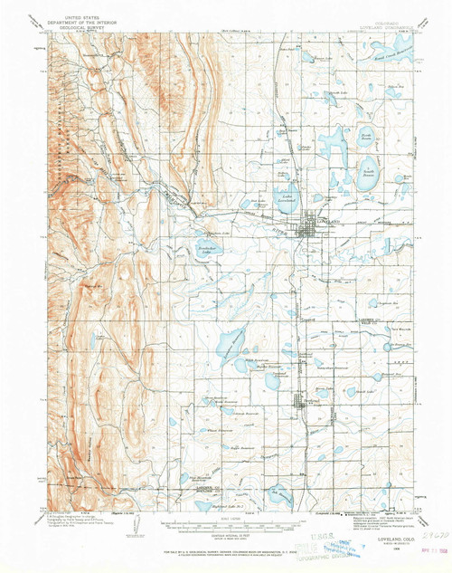 Loveland, Colorado 1906 (1968) USGS Old Topo Map Reprint 15x15 CO Quad 233665