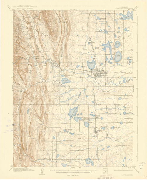 Loveland, Colorado 1908 (1939) USGS Old Topo Map Reprint 15x15 CO Quad 402782