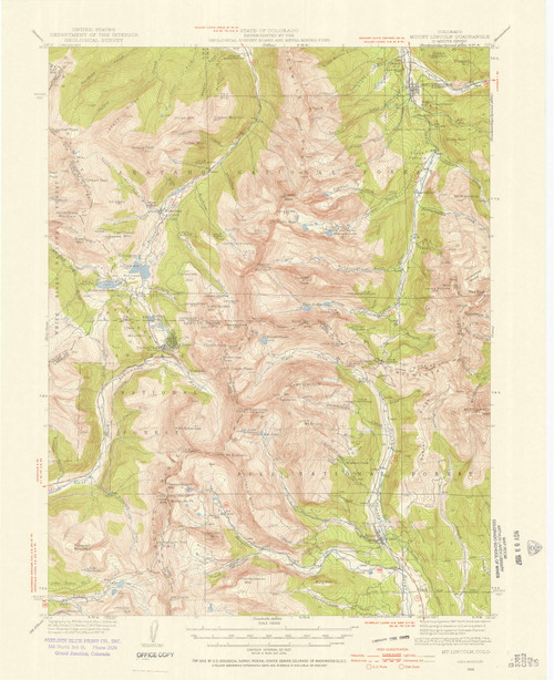 Mount Lincoln, Colorado 1938 (1955) USGS Old Topo Map Reprint 15x15 CO Quad 402742