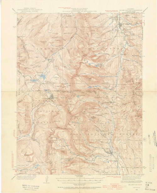 Mount Lincoln, Colorado 1938 (1955) USGS Old Topo Map Reprint 15x15 CO Quad 402743