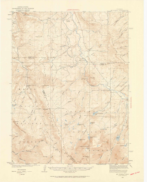 Mount Powell, Colorado 1933 (1959) USGS Old Topo Map Reprint 15x15 CO Quad 402753