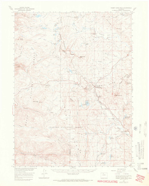Rabbit Ears Peak, Colorado 1956 (1970) USGS Old Topo Map Reprint 15x15 CO Quad 402586