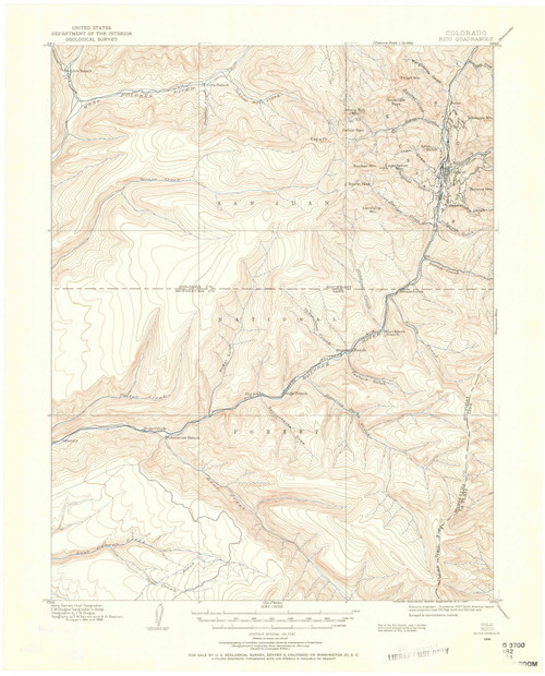 Rico, Colorado 1898 (1957) USGS Old Topo Map Reprint 15x15 CO Quad 402600
