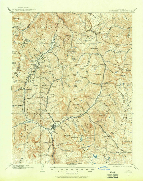 Silverton, Colorado 1901 (1957) USGS Old Topo Map Reprint 15x15 CO Quad 234428