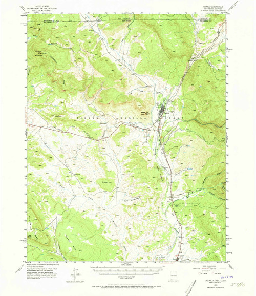 Chama, New Mexico 1955 (1973) USGS Old Topo Map Reprint 15x15 CO Quad 190136