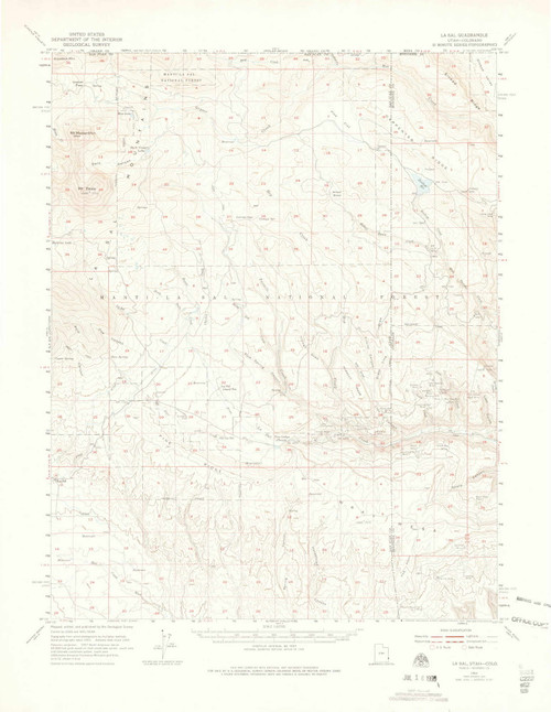La Sal, Utah 1974 (1975) USGS Old Topo Map Reprint 15x15 CO Quad 402763