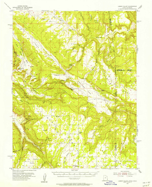 Lisbon Valley, Utah 1954 (1957) USGS Old Topo Map Reprint 15x15 CO Quad 250304