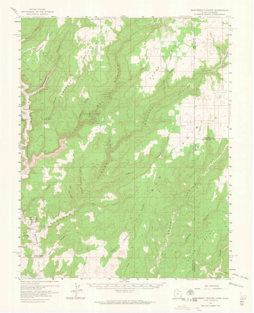 Monument Canyon, Utah 1957 (1964) USGS Old Topo Map Reprint 15x15 CO Quad 402709