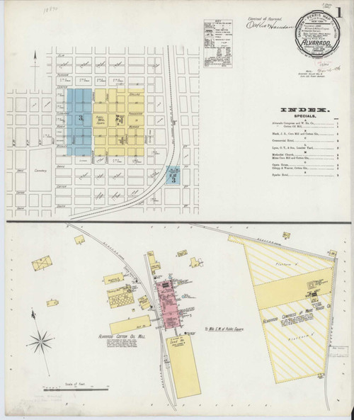 Alvarado Texas 1896 - Fire Insurance Index - Old Map Reprint