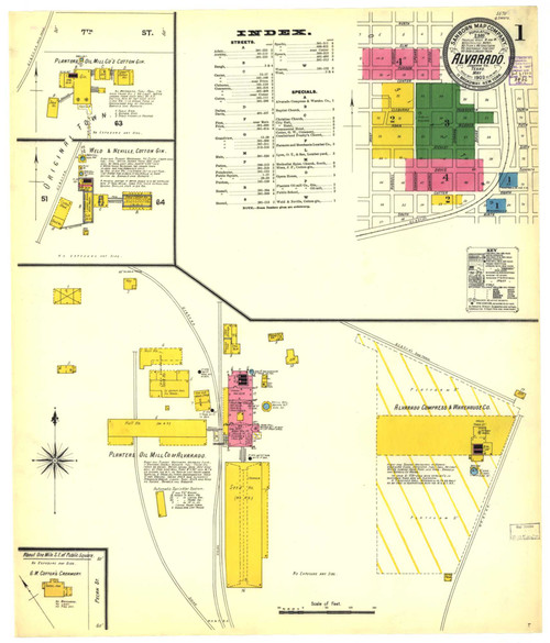 Alvarado Texas 1902 - Fire Insurance Index - Old Map Reprint