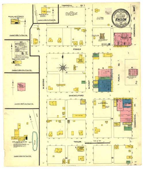 Anson Texas 1908 - Fire Insurance Index - Old Map Reprint