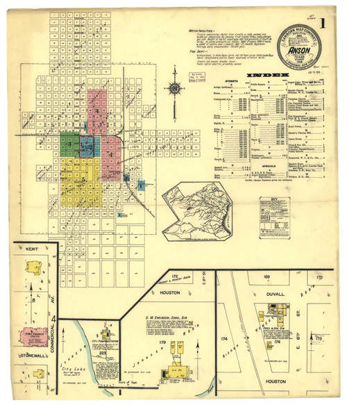 Anson Texas 1914 - Fire Insurance Index - Old Map Reprint