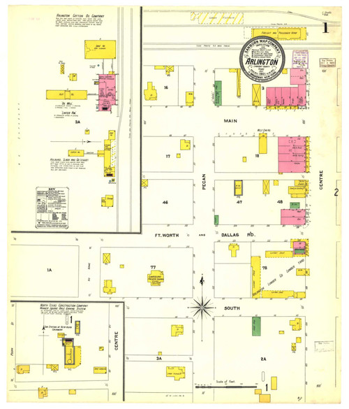 Arlington Texas 1905 - Fire Insurance Index - Old Map Reprint