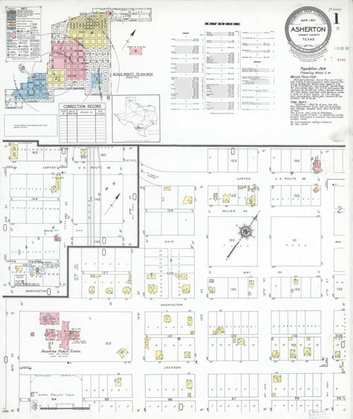 Asherton Texas 1951 - Fire Insurance Index - Old Map Reprint