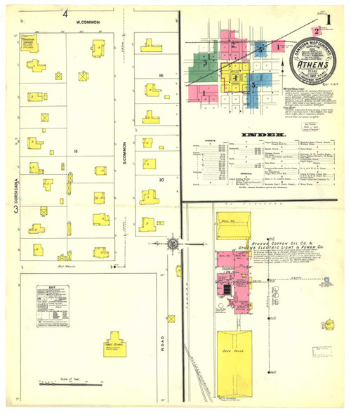 Athens Texas 1912 - Fire Insurance Index - Old Map Reprint