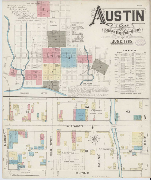 Austin Texas 1885 - Fire Insurance Index - Old Map Reprint