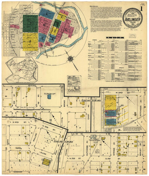 Ballinger Texas 1922 - Fire Insurance Index - Old Map Reprint