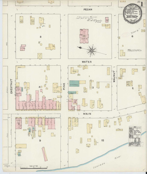 Bastrop Texas 1891 - Fire Insurance Index - Old Map Reprint