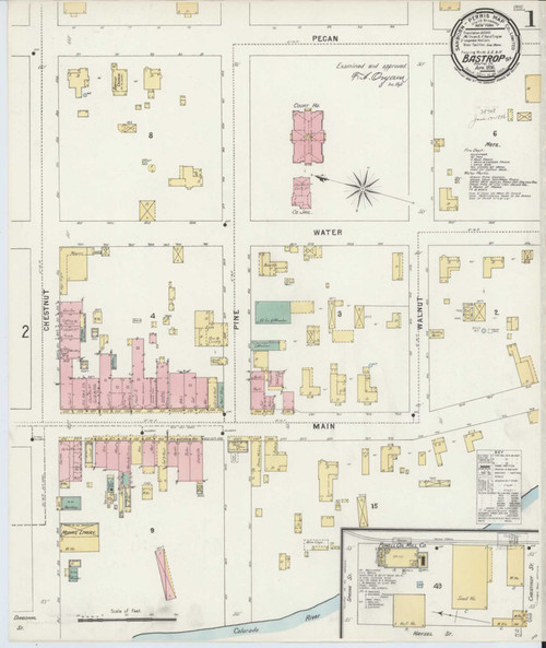Bastrop Texas 1896 - Fire Insurance Index - Old Map Reprint