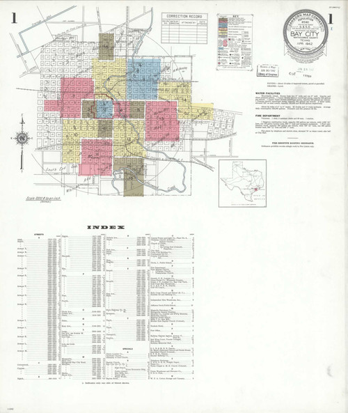 Bay City Texas 1942 - Fire Insurance Index - Old Map Reprint