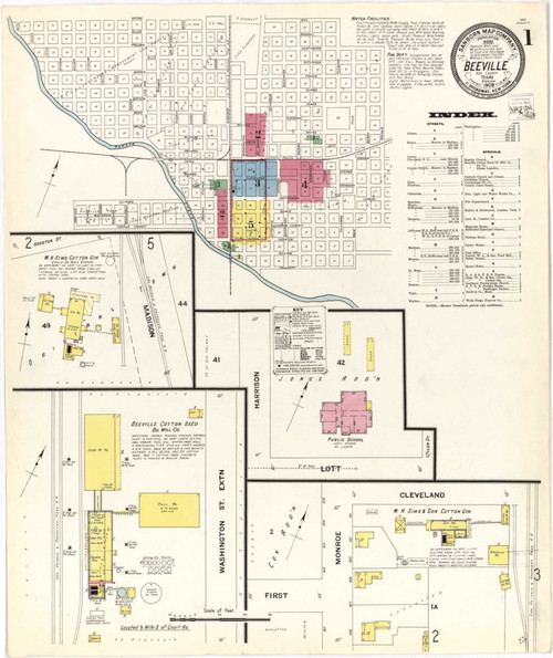 Beeville Texas 1909 - Fire Insurance Index - Old Map Reprint