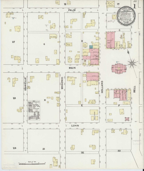 Bellville Texas 1891 - Fire Insurance Index - Old Map Reprint