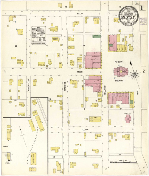 Bellville Texas 1906 - Fire Insurance Index - Old Map Reprint