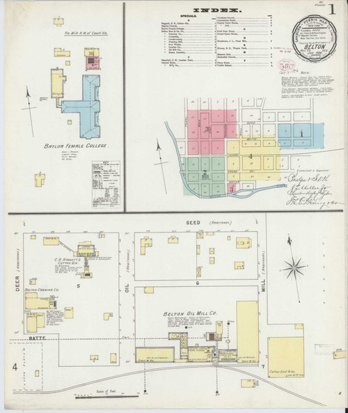 Belton Texas 1896 - Fire Insurance Index - Old Map Reprint