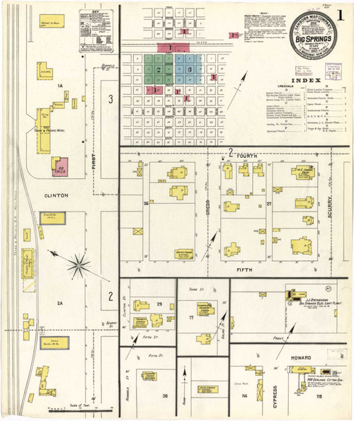 Big Spring Texas 1905 - Fire Insurance Index - Old Map Reprint