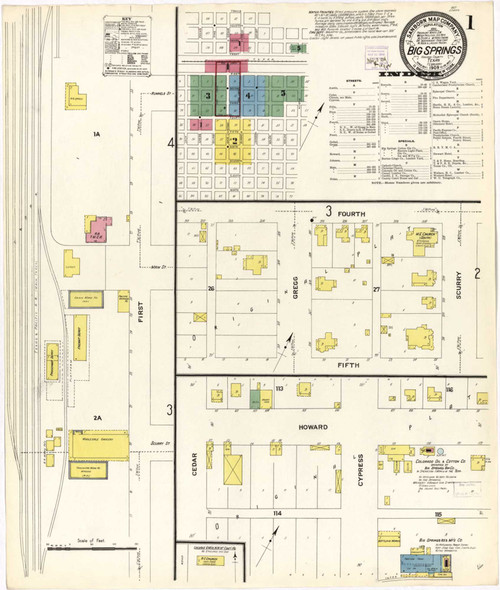 Big Spring Texas 1909 - Fire Insurance Index - Old Map Reprint