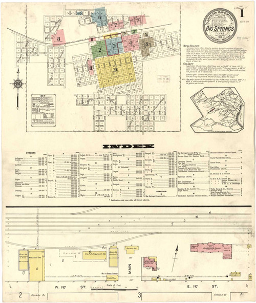 Big Spring Texas 1914 - Fire Insurance Index - Old Map Reprint