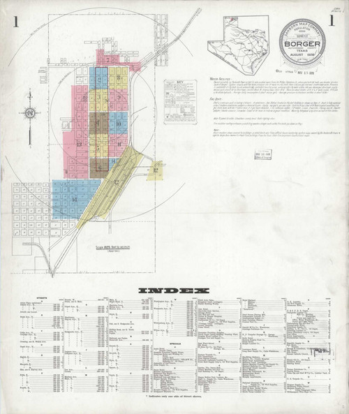 Borger Texas 1928 - Fire Insurance Index - Old Map Reprint