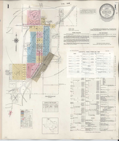 Borger Texas 1950 - Fire Insurance Index - Old Map Reprint