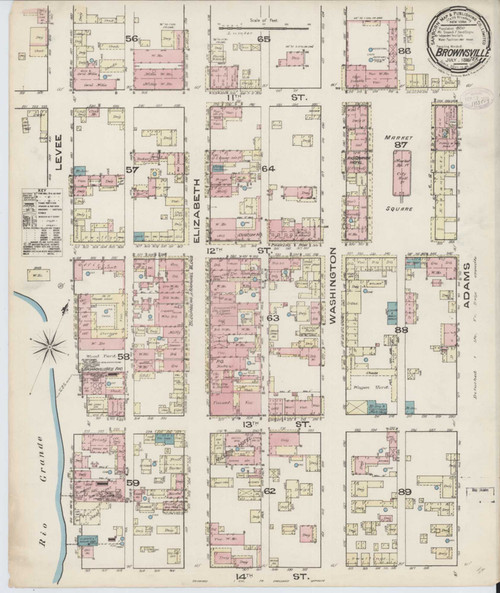 Brownsville Texas 1885 - Fire Insurance Index - Old Map Reprint