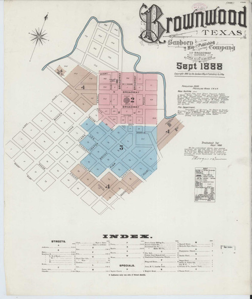 Brownwood Texas 1888 - Fire Insurance Index - Old Map Reprint