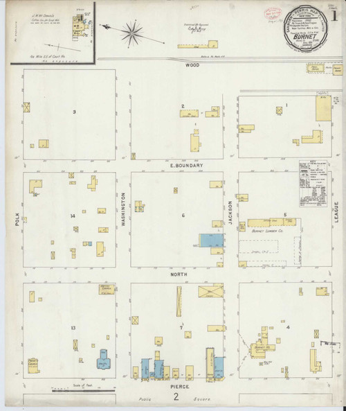 Burnet Texas 1896 - Fire Insurance Index - Old Map Reprint