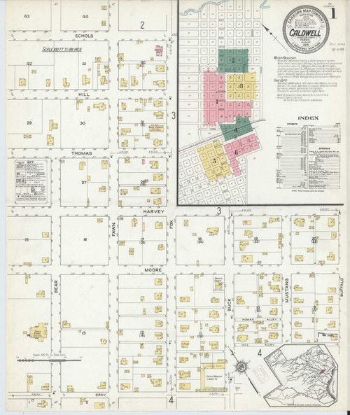 Caldwell Texas 1915 - Fire Insurance Index - Old Map Reprint