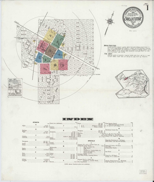 Chillicothe Texas 1921 - Fire Insurance Index - Old Map Reprint